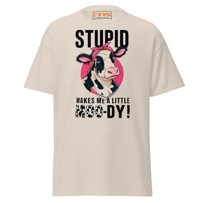 Moody Cow T-Shirt | Funny Farm Animal Humor Tee - Natural - T-Shirts Online