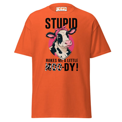 Moody Cow T-Shirt | Funny Farm Animal Humor Tee - Orange - T-Shirts Online