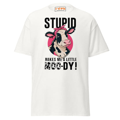 Moody Cow T-Shirt | Funny Farm Animal Humor Tee - White - T-Shirts Online