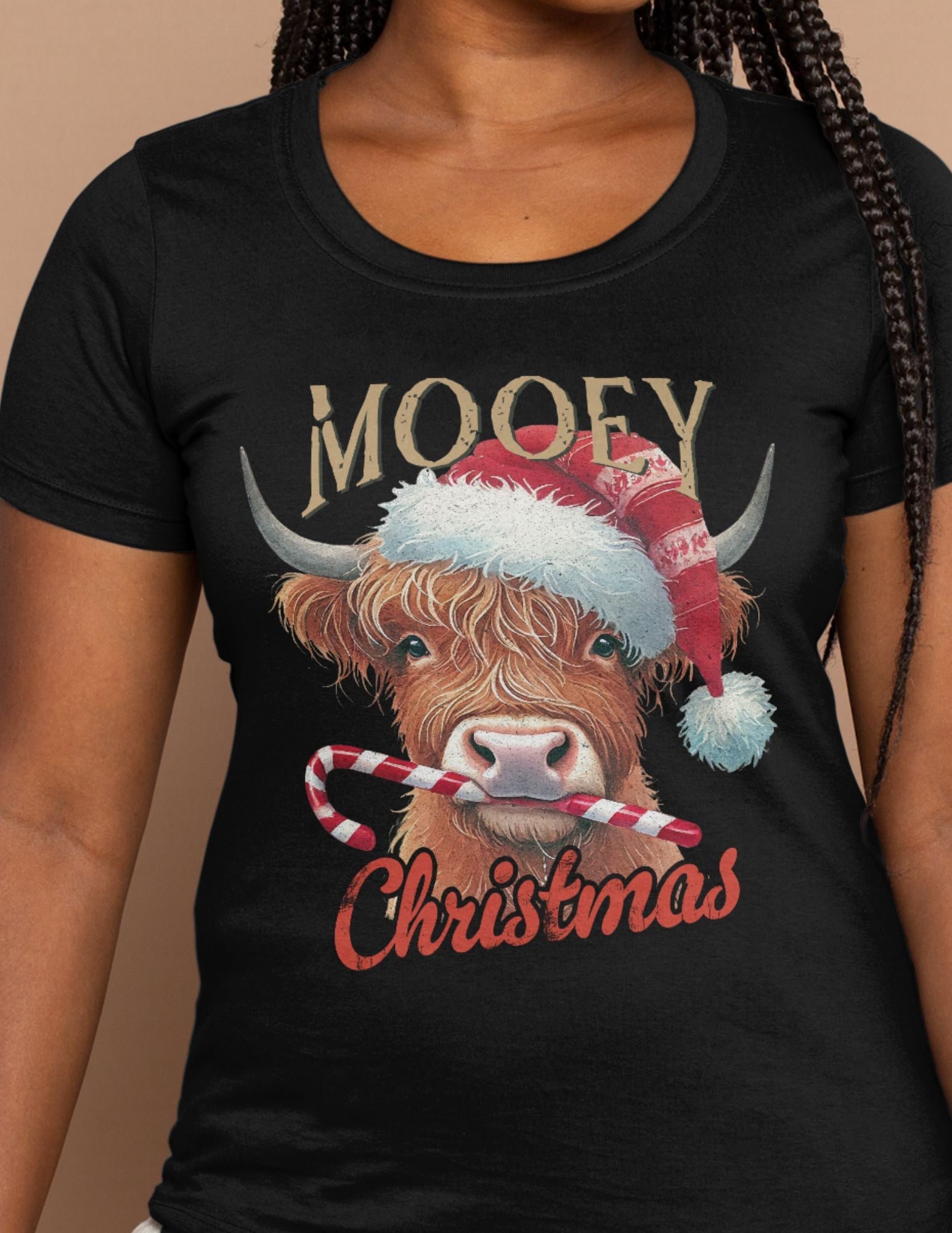 Mooey Christmas | Christmas T-Shirt - Black - T-Shirts Online