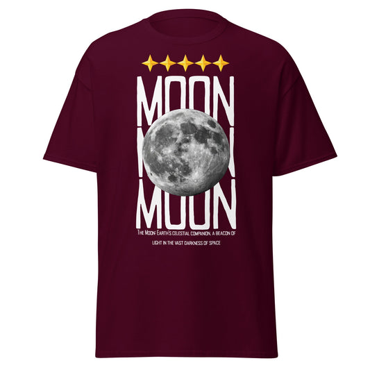 Moon Celestial Companion Graphic T-Shirt - Space Tee - Maroon - T-Shirts Online