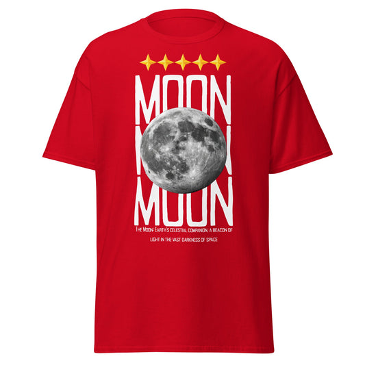 Moon Celestial Companion Graphic T-Shirt - Space Tee - Red - T-Shirts Online