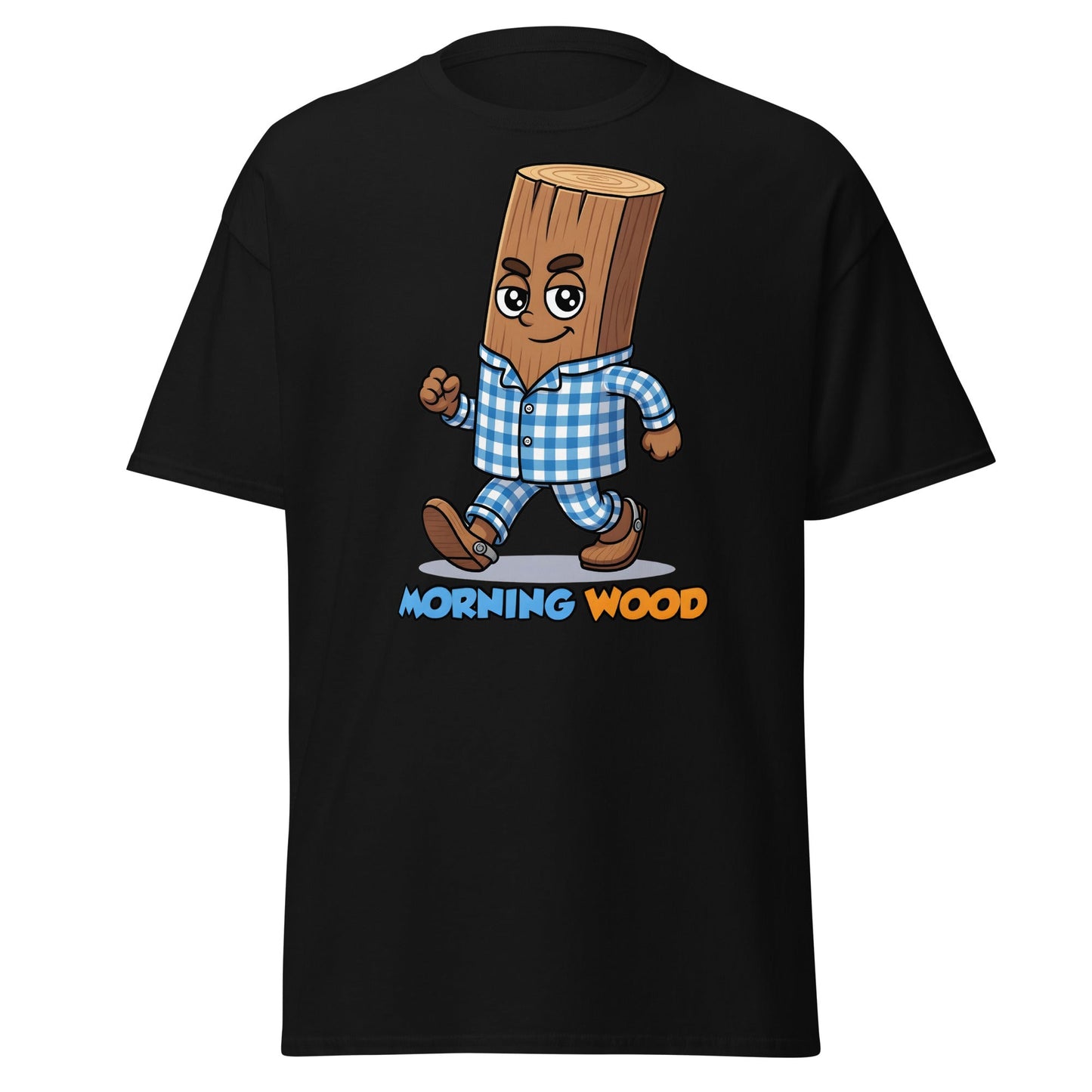 Morning Wood Funny Graphic T-Shirt - Clever Adult Humor Tee - Black - T-Shirts Online