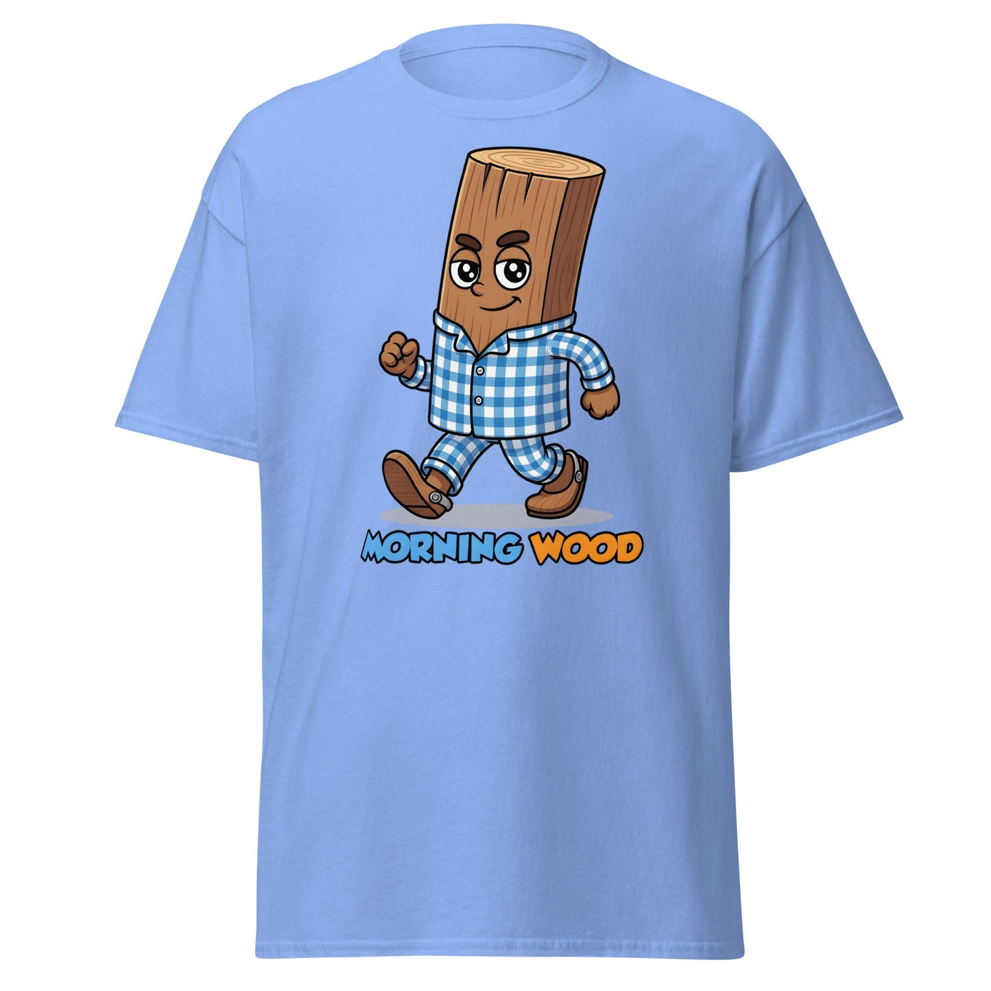 Morning Wood Funny Graphic T-Shirt - Clever Adult Humor Tee - Carolina Blue - T-Shirts Online