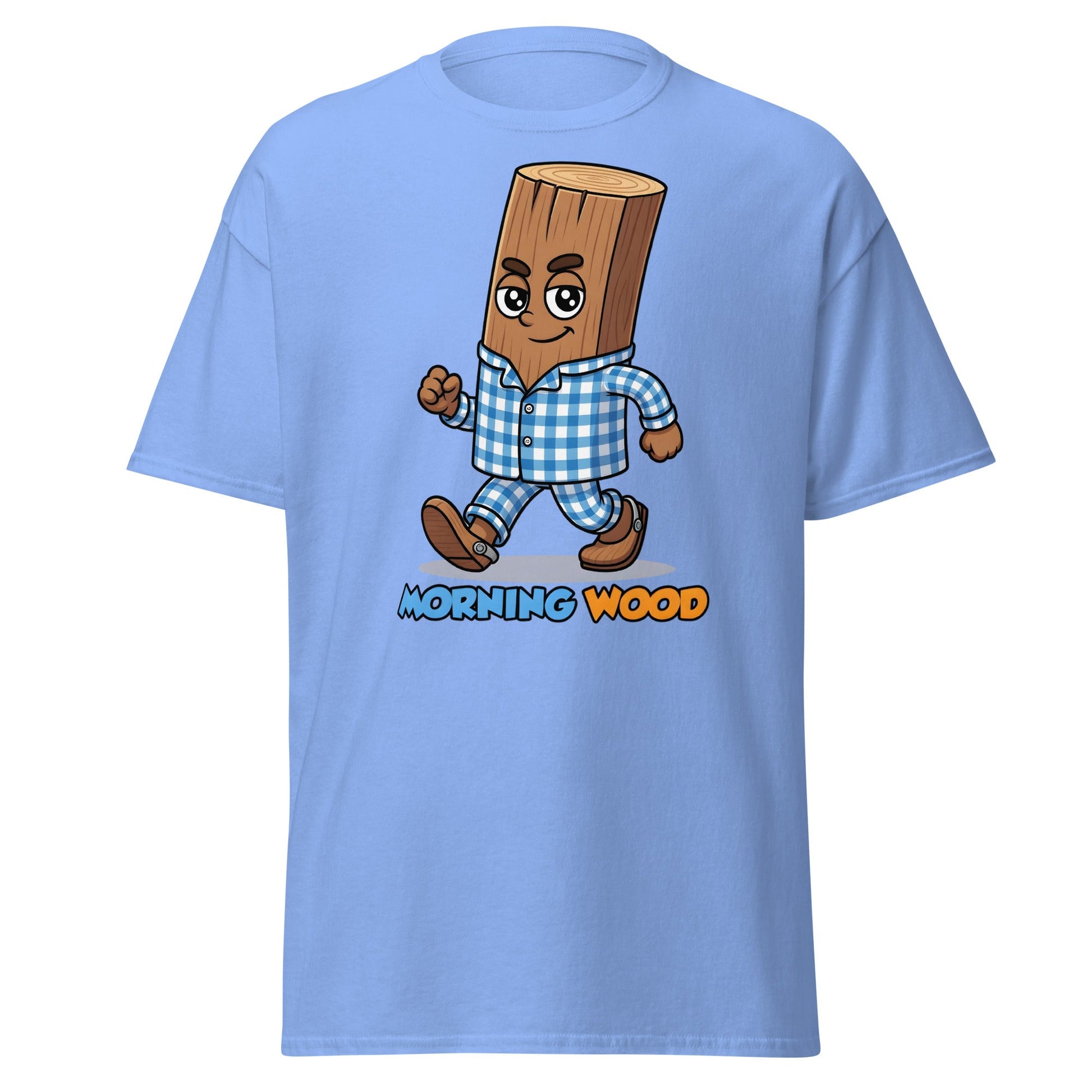 Morning Wood Funny Graphic T-Shirt - Clever Adult Humor Tee - Carolina Blue - T-Shirts Online