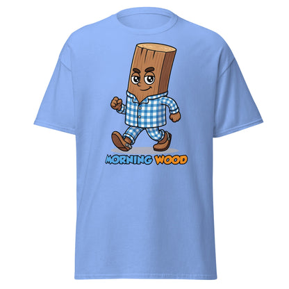 Morning Wood Funny Graphic T-Shirt - Clever Adult Humor Tee - Carolina Blue - T-Shirts Online