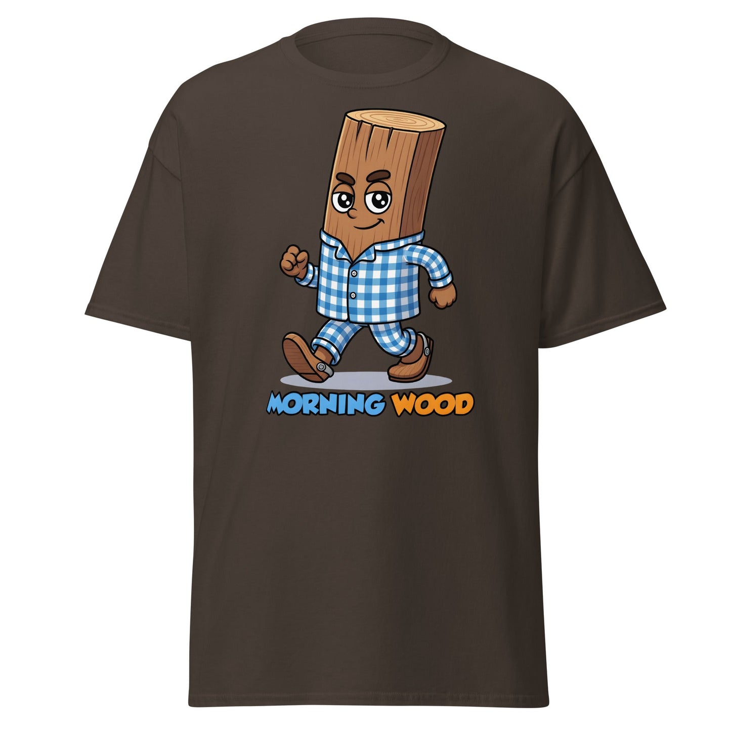 Morning Wood Funny Graphic T-Shirt - Clever Adult Humor Tee - Dark Chocolate - T-Shirts Online