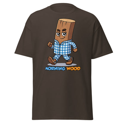 Morning Wood Funny Graphic T-Shirt - Clever Adult Humor Tee - Dark Chocolate - T-Shirts Online