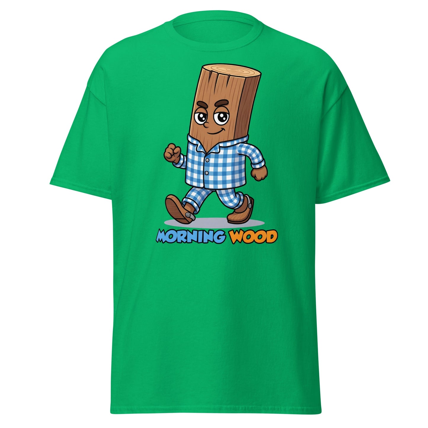 Morning Wood Funny Graphic T-Shirt - Clever Adult Humor Tee - Irish Green - T-Shirts Online