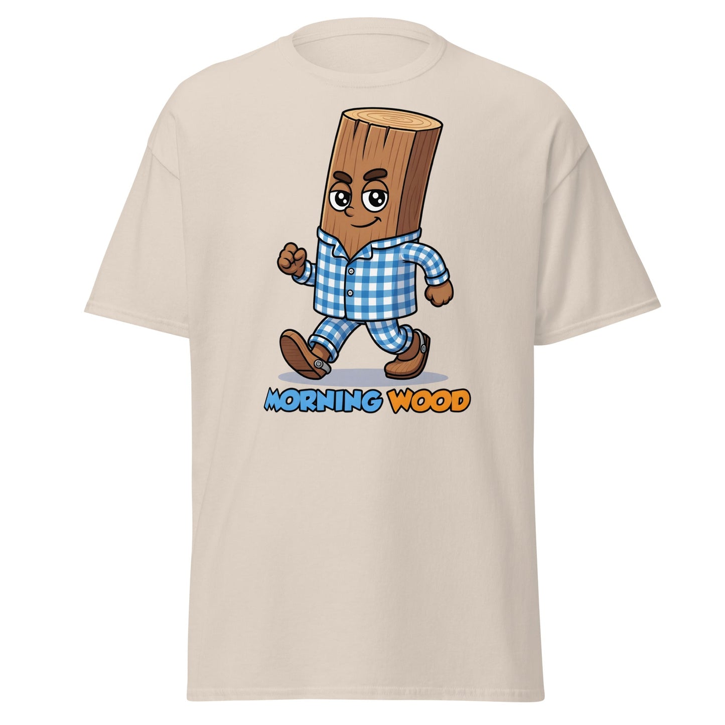 Morning Wood Funny Graphic T-Shirt - Clever Adult Humor Tee - Natural - T-Shirts Online