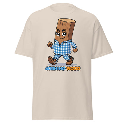 Morning Wood Funny Graphic T-Shirt - Clever Adult Humor Tee - Natural - T-Shirts Online