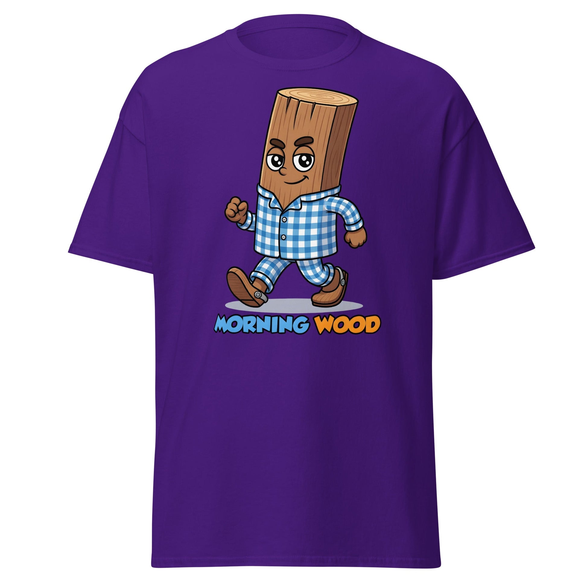 Morning Wood Funny Graphic T-Shirt - Clever Adult Humor Tee - Purple - T-Shirts Online