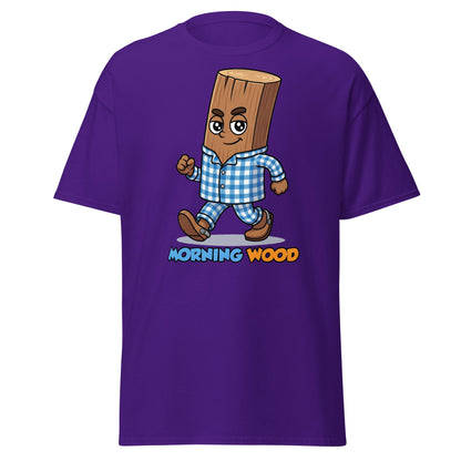 Morning Wood Funny Graphic T-Shirt - Clever Adult Humor Tee - Purple - T-Shirts Online