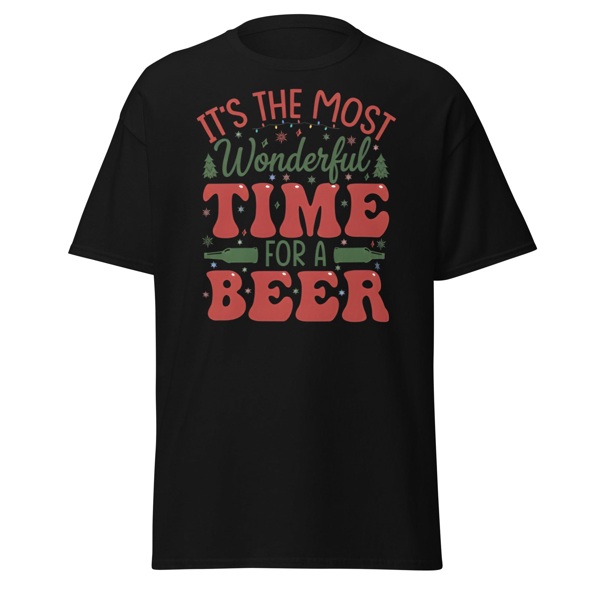 Most Wonderful Time For A Beer Christmas T-Shirt - Black - T-Shirts Online