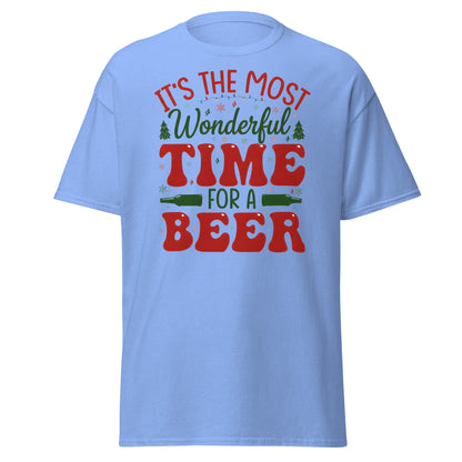 Most Wonderful Time For A Beer Christmas T-Shirt - Carolina Blue - T-Shirts Online