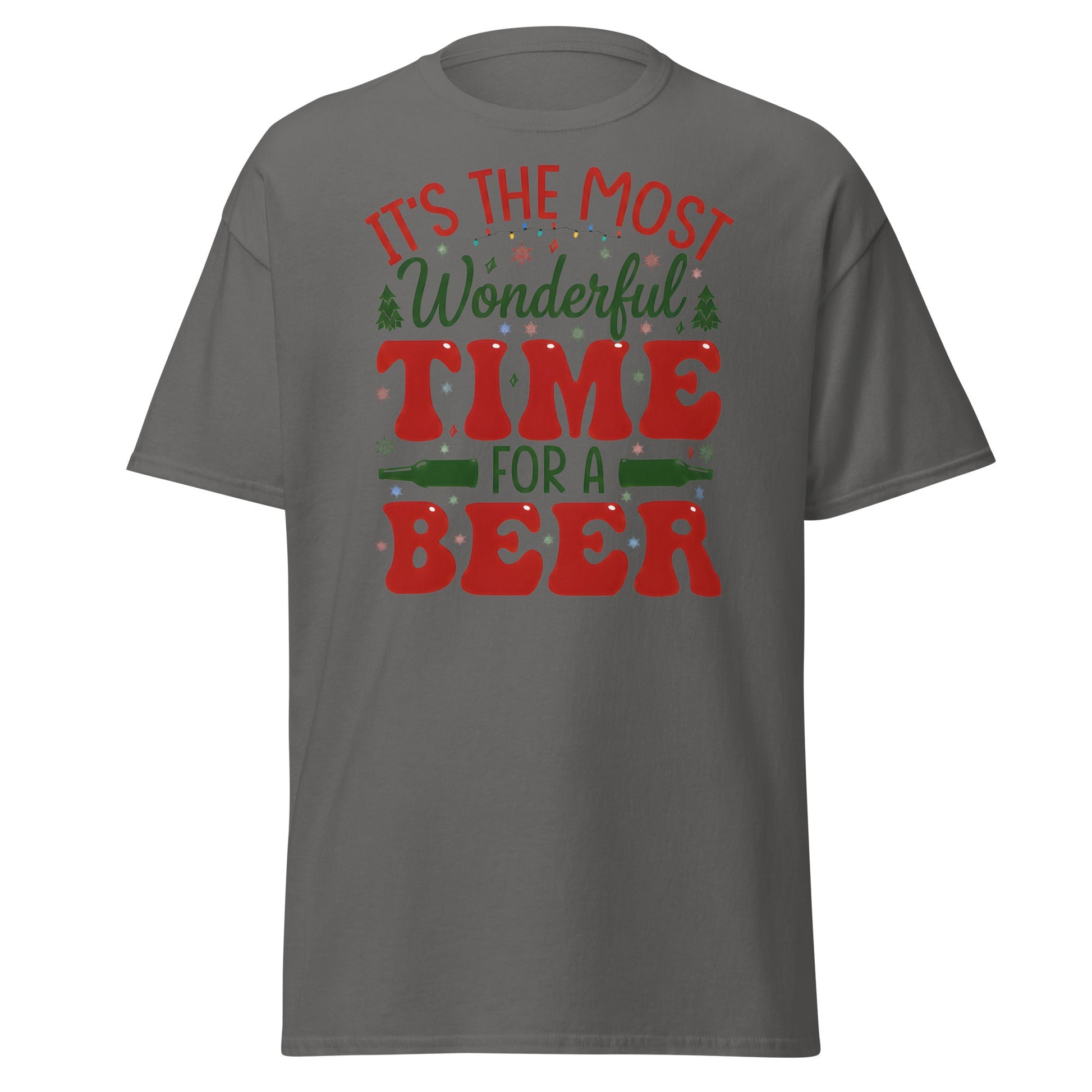 Most Wonderful Time For A Beer Christmas T-Shirt - Charcoal - T-Shirts Online