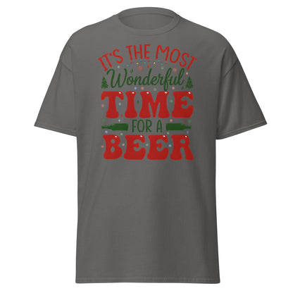 Most Wonderful Time For A Beer Christmas T-Shirt - Charcoal - T-Shirts Online