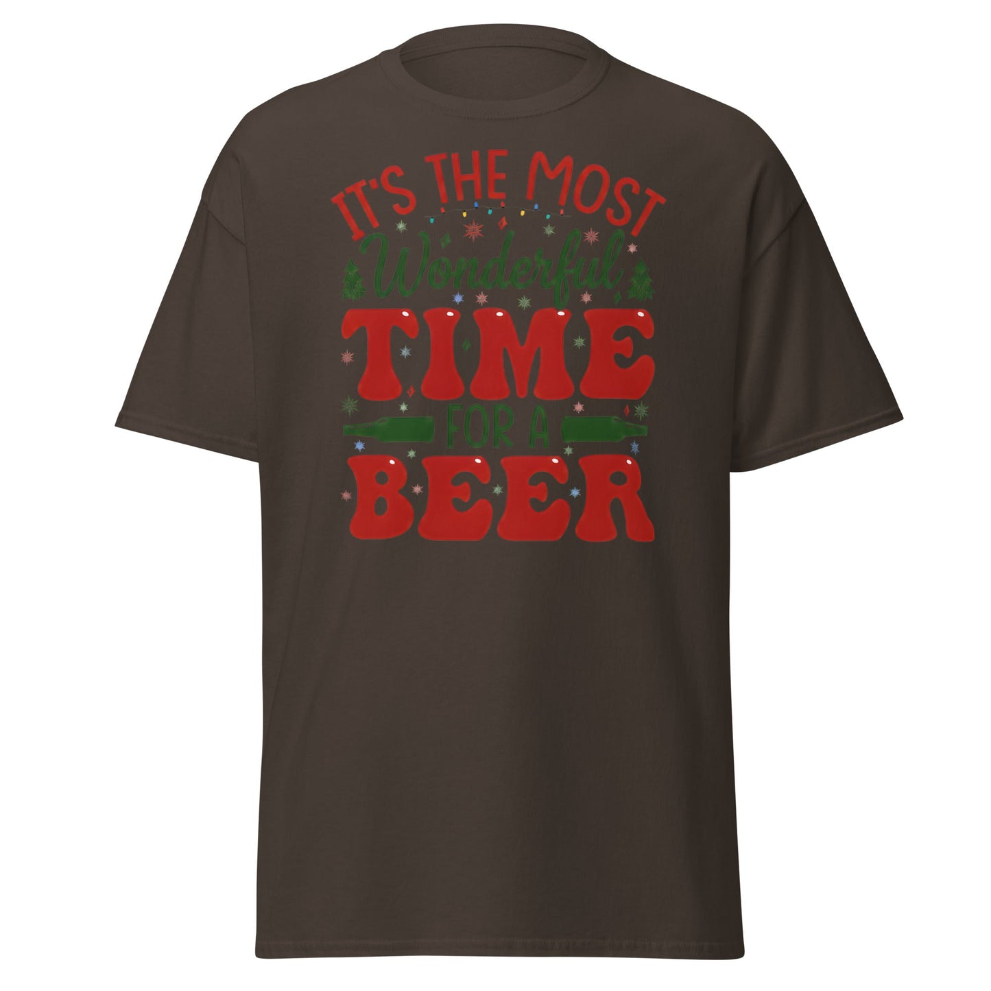 Most Wonderful Time For A Beer Christmas T-Shirt - Dark Chocolate - T-Shirts Online