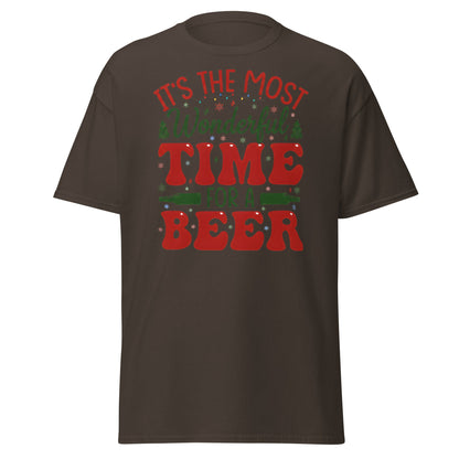 Most Wonderful Time For A Beer Christmas T-Shirt - Dark Chocolate - T-Shirts Online
