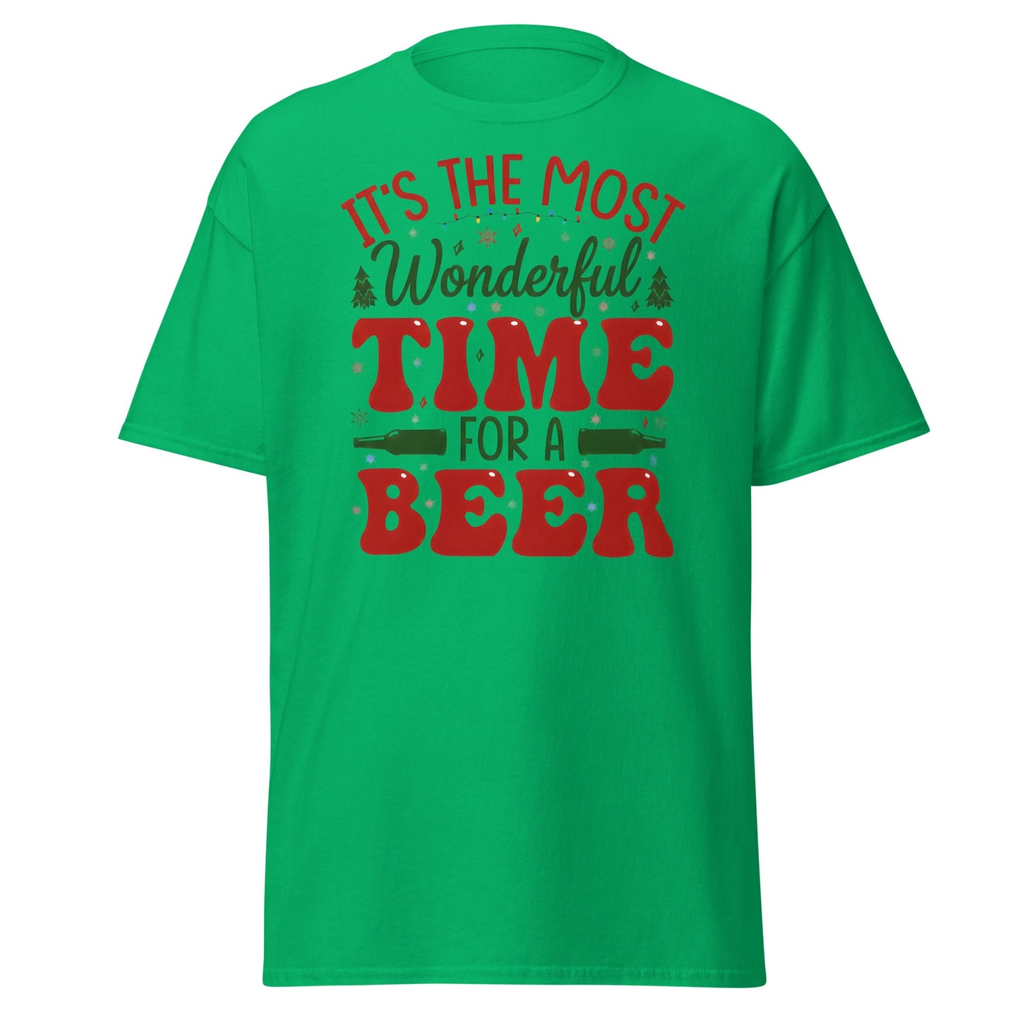 Most Wonderful Time For A Beer Christmas T-Shirt - Irish Green - T-Shirts Online