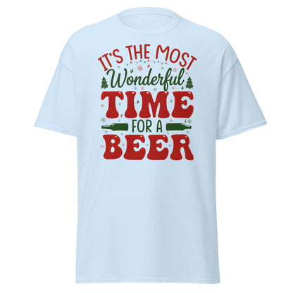 Most Wonderful Time For A Beer Christmas T-Shirt - Light Blue - T-Shirts Online