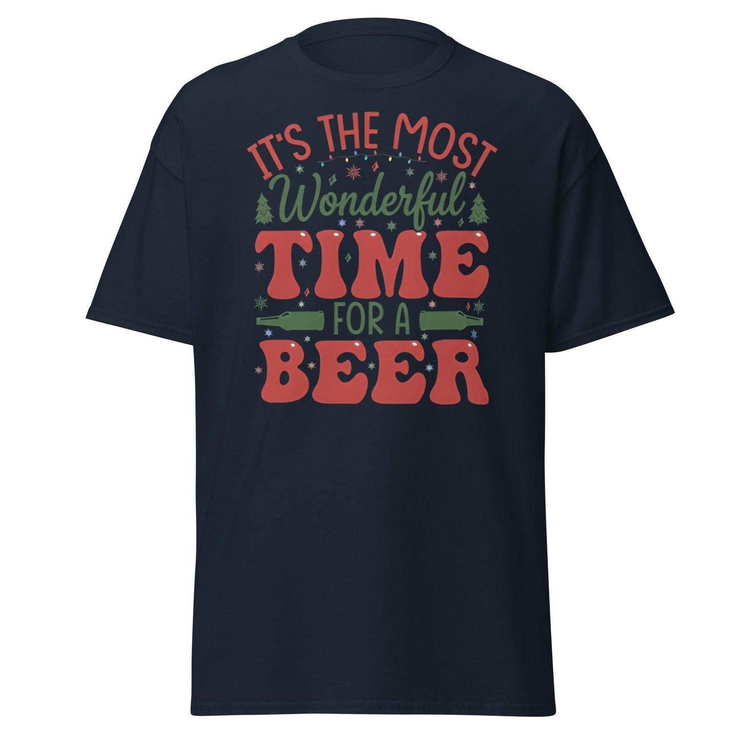 Most Wonderful Time For A Beer Christmas T-Shirt - Navy - T-Shirts Online