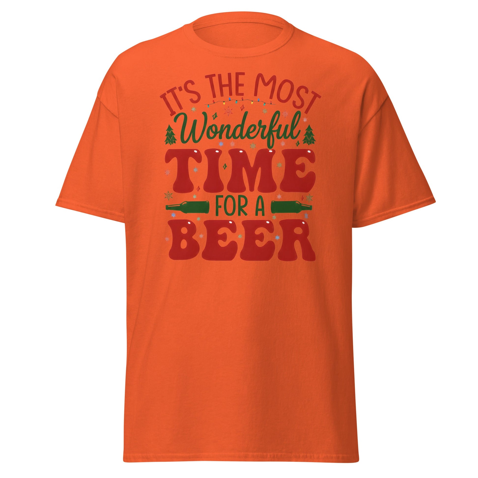 Most Wonderful Time For A Beer Christmas T-Shirt - Orange - T-Shirts Online