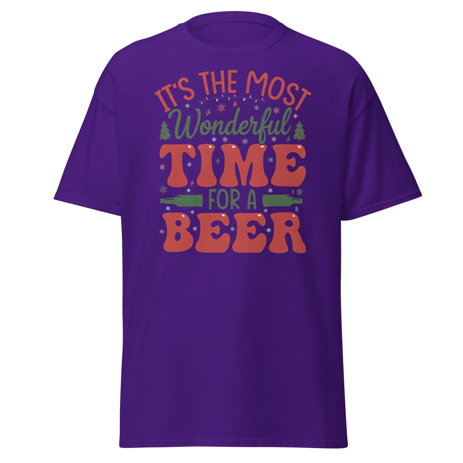 Most Wonderful Time For A Beer Christmas T-Shirt - Purple - T-Shirts Online