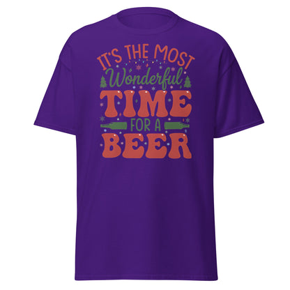 Most Wonderful Time For A Beer Christmas T-Shirt - Purple - T-Shirts Online