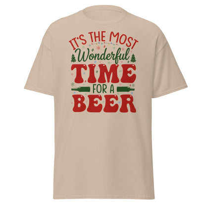 Most Wonderful Time For A Beer Christmas T-Shirt - Sand - T-Shirts Online