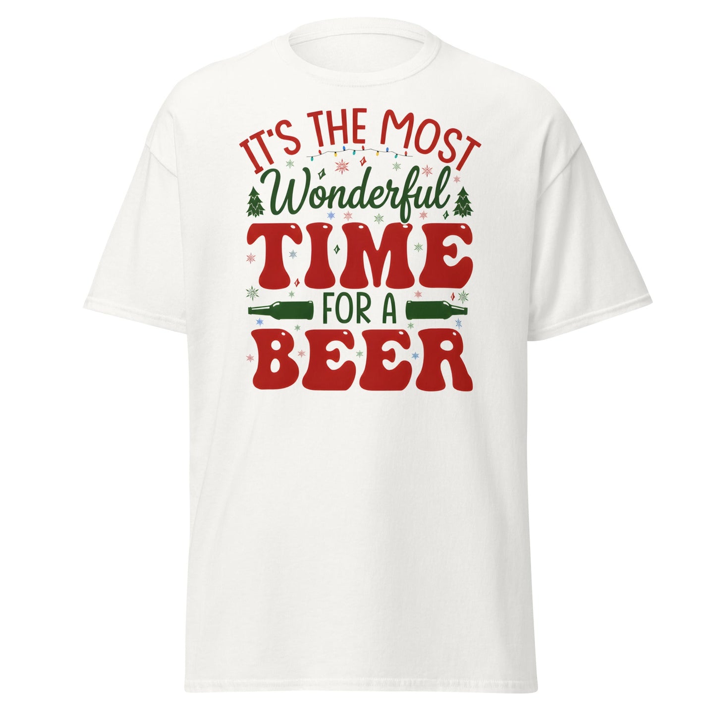 Most Wonderful Time For A Beer Christmas T-Shirt - White - T-Shirts Online