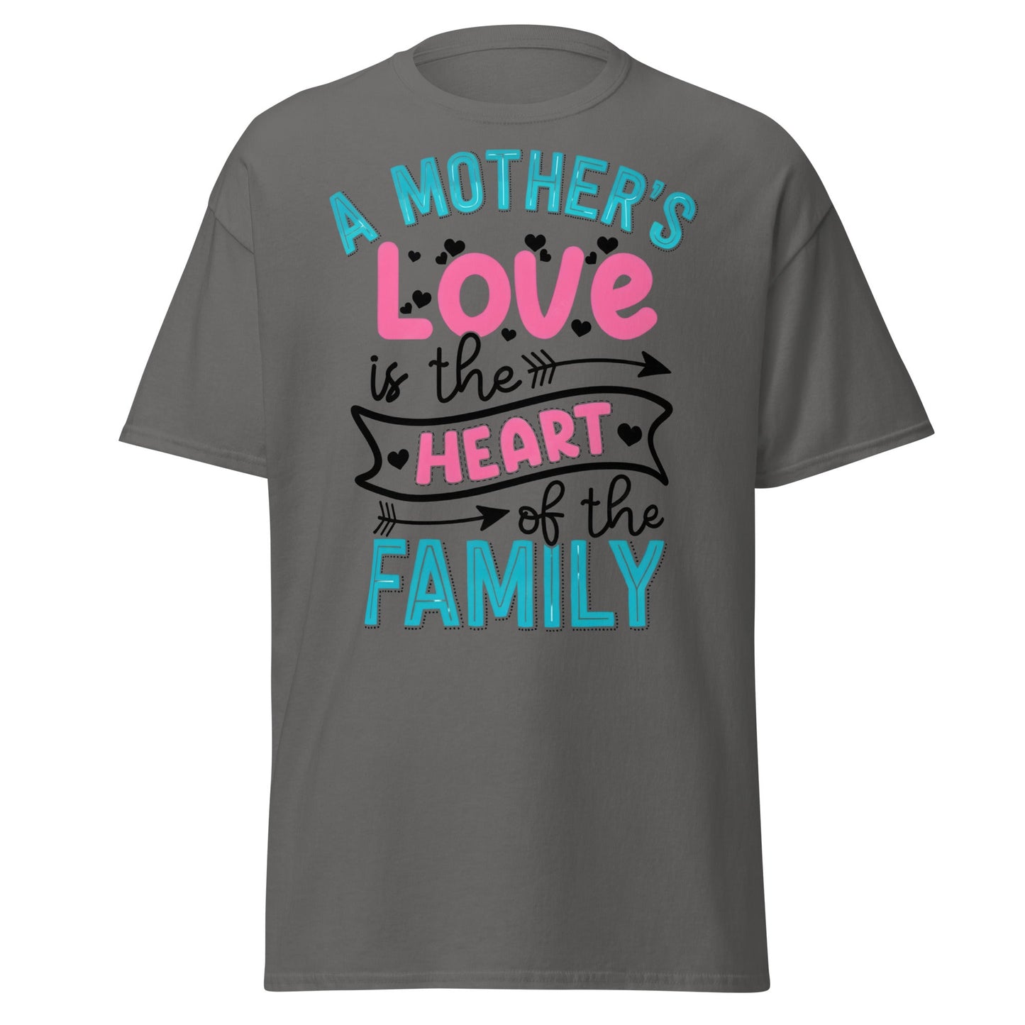 Mother's Love Heart of Family T-Shirt | Mom Gift Tee - Charcoal - T-Shirts Online