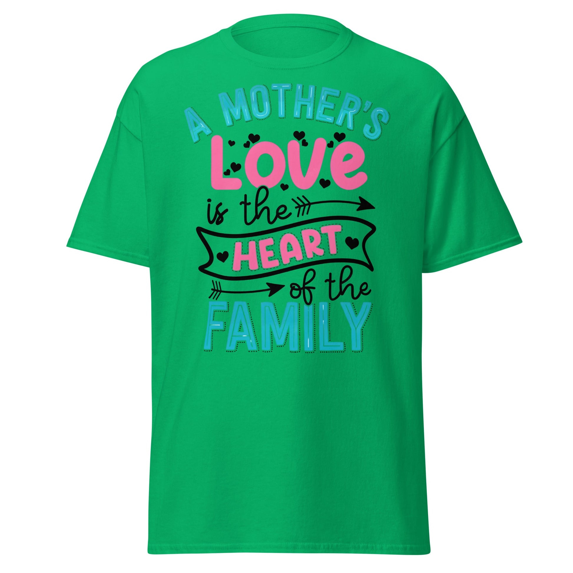 Mother's Love Heart of Family T-Shirt | Mom Gift Tee - Irish Green - T-Shirts Online