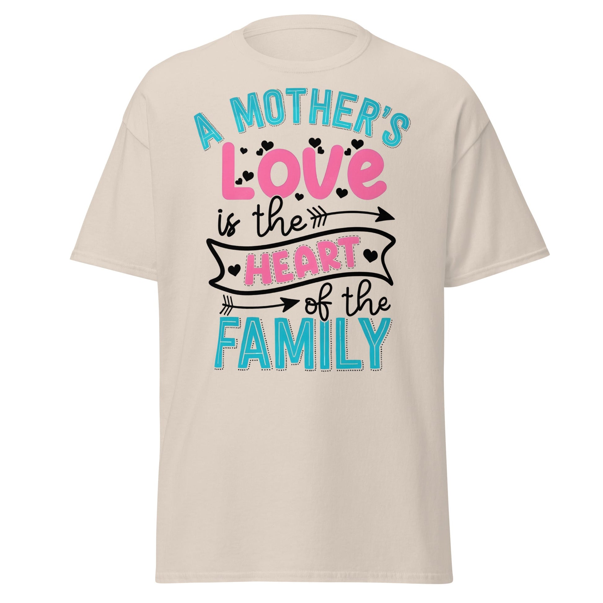 Mother's Love Heart of Family T-Shirt | Mom Gift Tee - Natural - T-Shirts Online