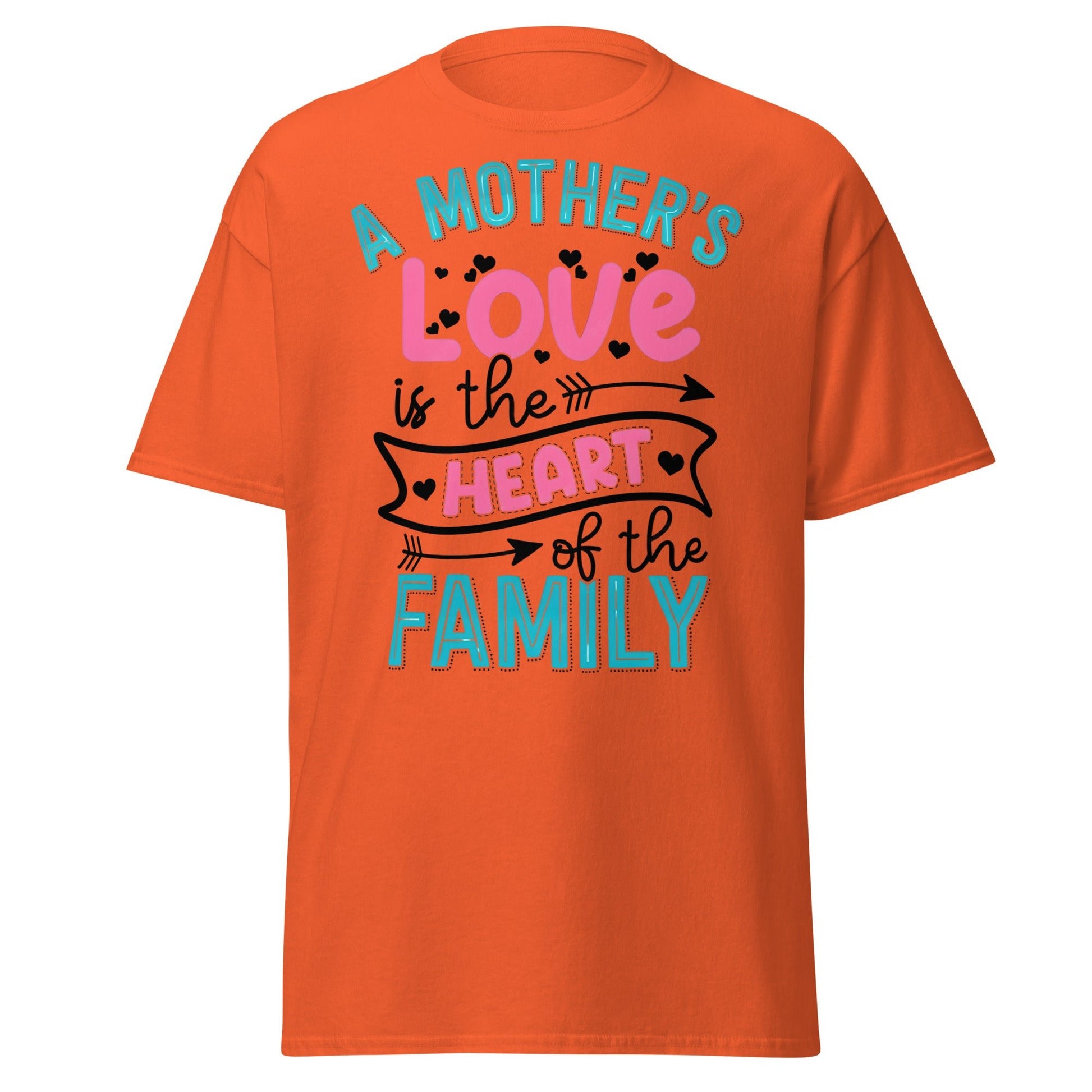 Mother's Love Heart of Family T-Shirt | Mom Gift Tee - Orange - T-Shirts Online