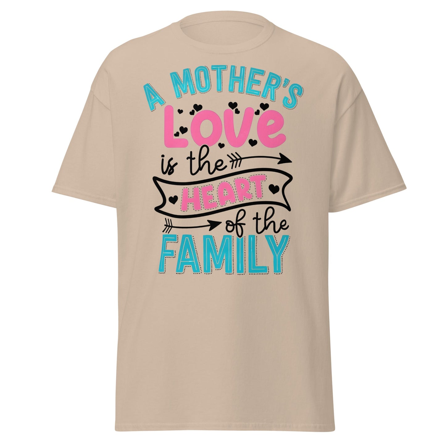 Mother's Love Heart of Family T-Shirt | Mom Gift Tee - Sand - T-Shirts Online