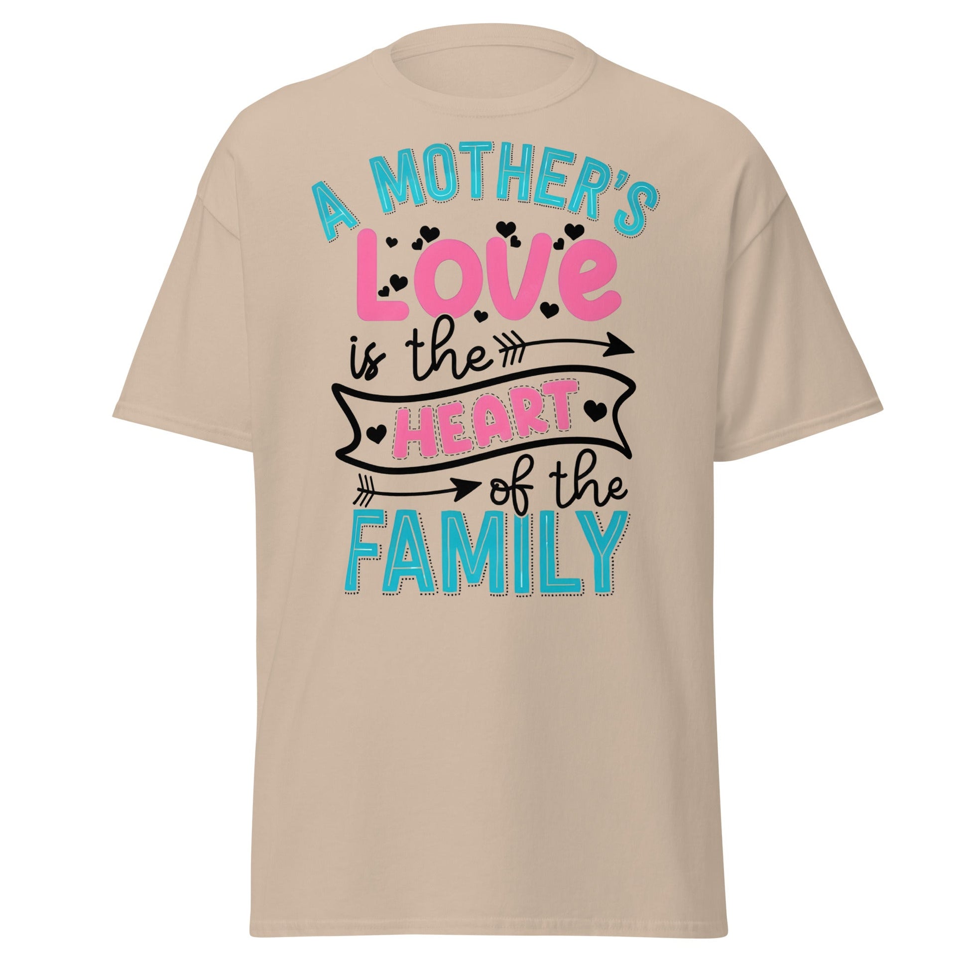 Mother's Love Heart of Family T-Shirt | Mom Gift Tee - Sand - T-Shirts Online