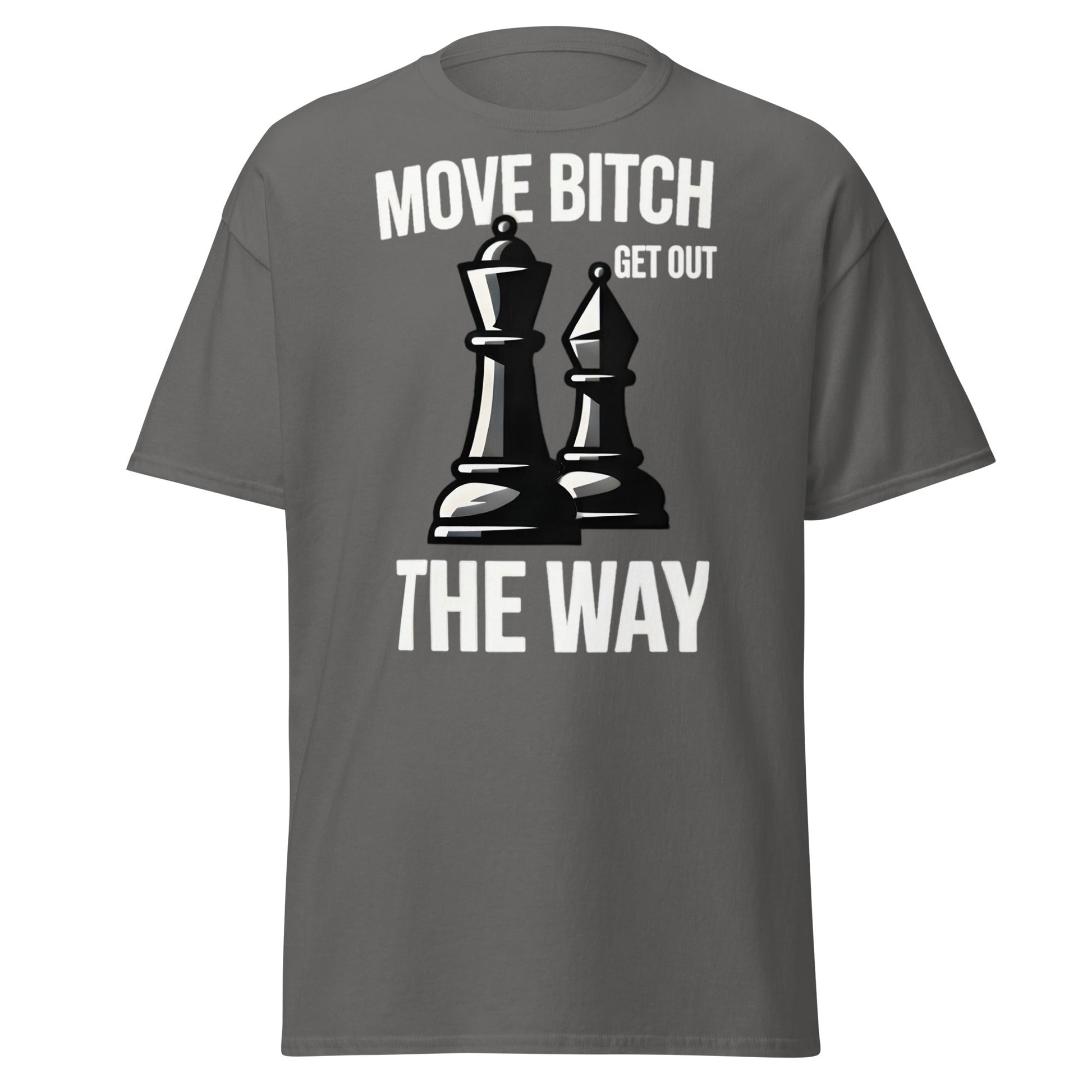 Move Bitch Chess T-Shirt - Funny Queen & Bishop Tee - Charcoal - T-Shirts Online