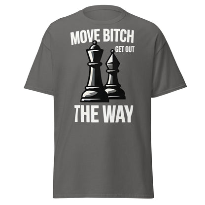 Move Bitch Chess T-Shirt - Funny Queen & Bishop Tee - Charcoal - T-Shirts Online