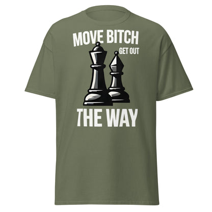 Move Bitch Chess T-Shirt - Funny Queen & Bishop Tee - Military Green - T-Shirts Online