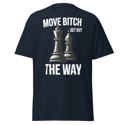 Move Bitch Chess T-Shirt - Funny Queen & Bishop Tee - Navy - T-Shirts Online