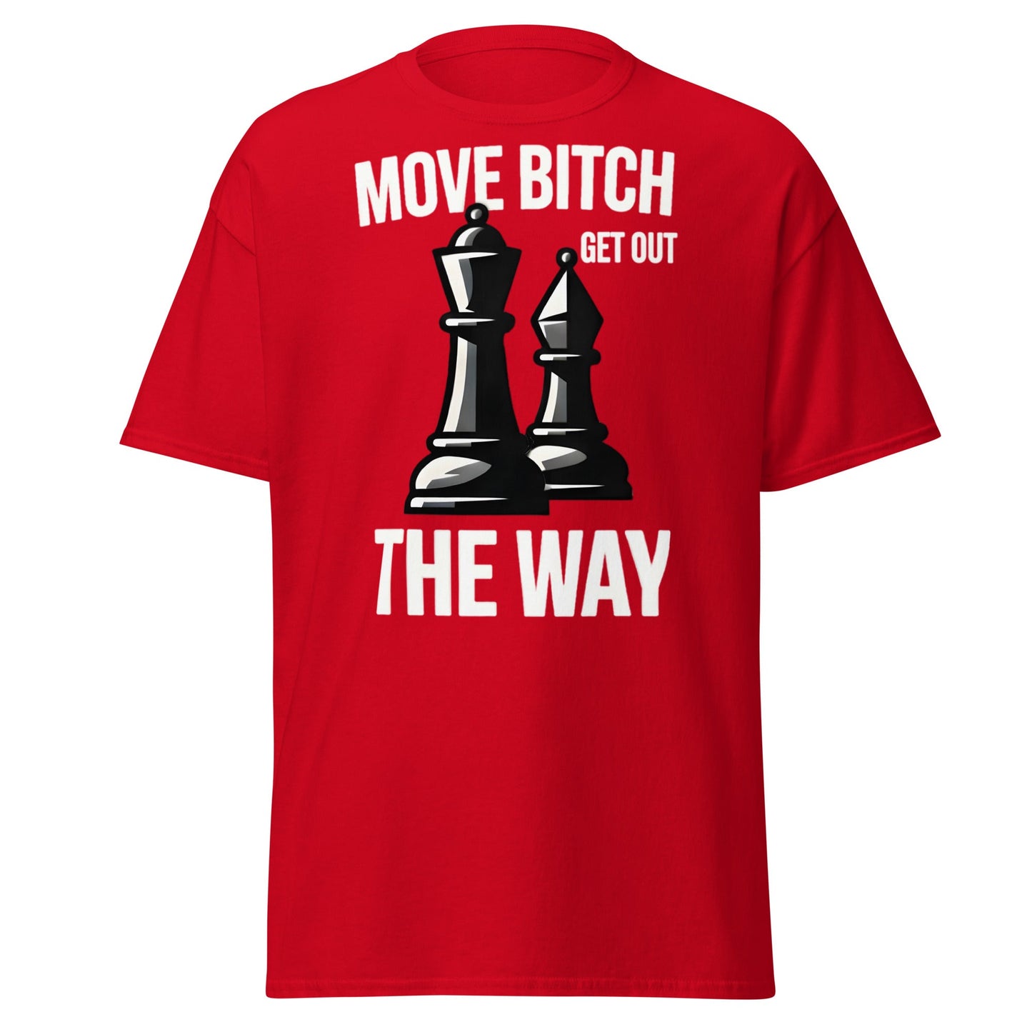 Move Bitch Chess T-Shirt - Funny Queen & Bishop Tee - Red - T-Shirts Online