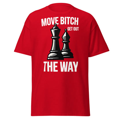 Move Bitch Chess T-Shirt - Funny Queen & Bishop Tee - Red - T-Shirts Online