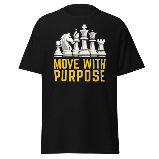 Move With Purpose Chess T-Shirt | Strategic Motivation Tee - Black - T-Shirts Online