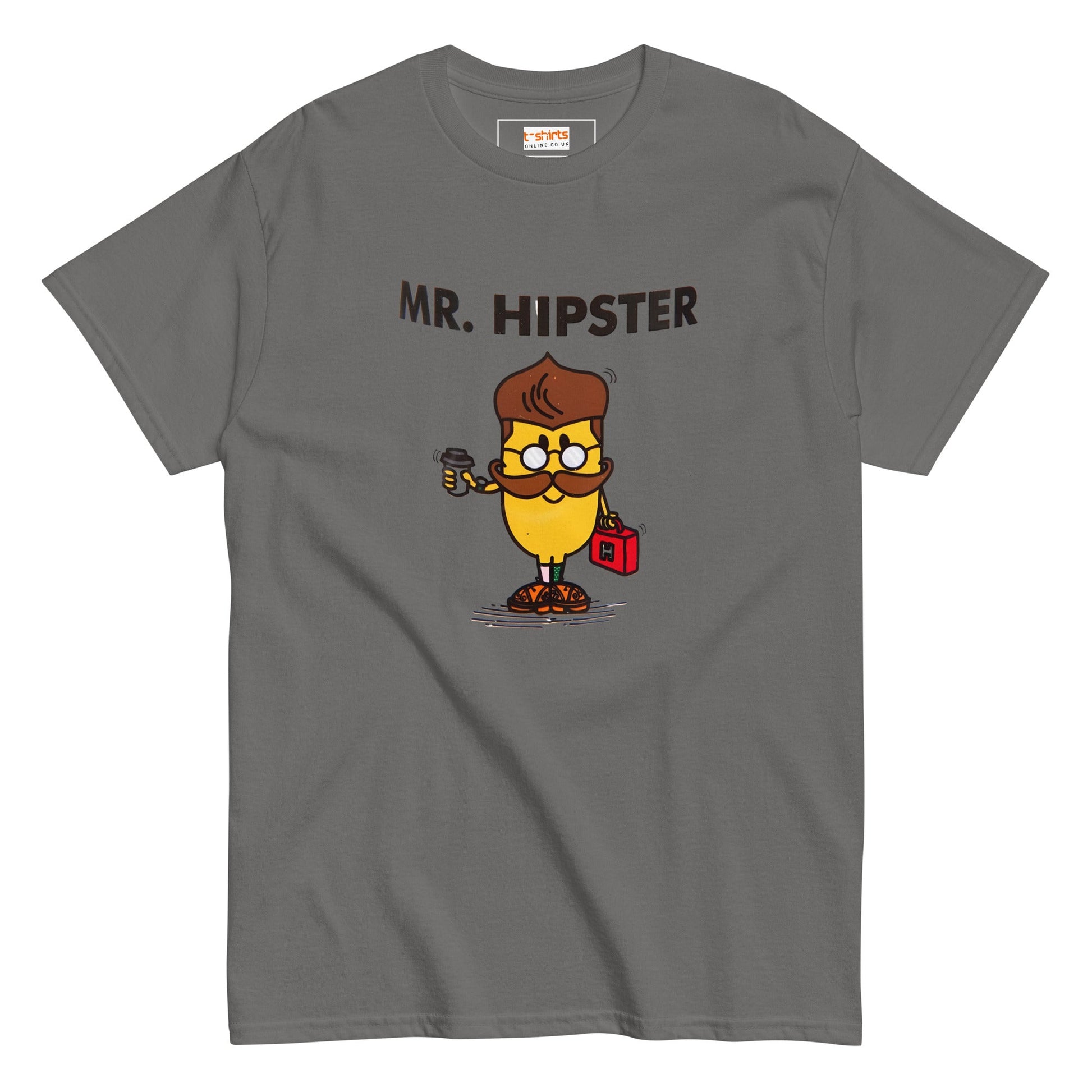 Mr Hipster T-Shirt | Graphic Mr Men Inspired Tee - Charcoal - T-Shirts Online
