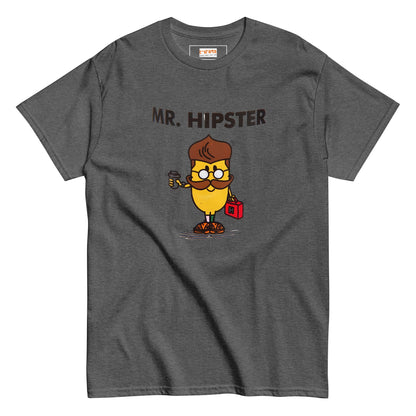 Mr Hipster T-Shirt | Graphic Mr Men Inspired Tee - Dark Heather - T-Shirts Online