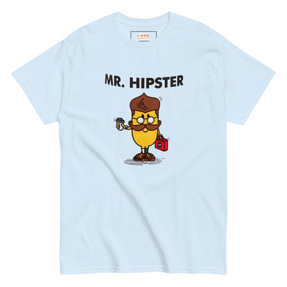 Mr Hipster T-Shirt | Graphic Mr Men Inspired Tee - Light Blue - T-Shirts Online