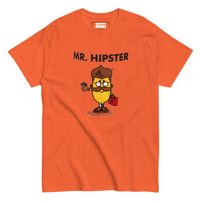 Mr Hipster T-Shirt | Graphic Mr Men Inspired Tee - Orange - T-Shirts Online