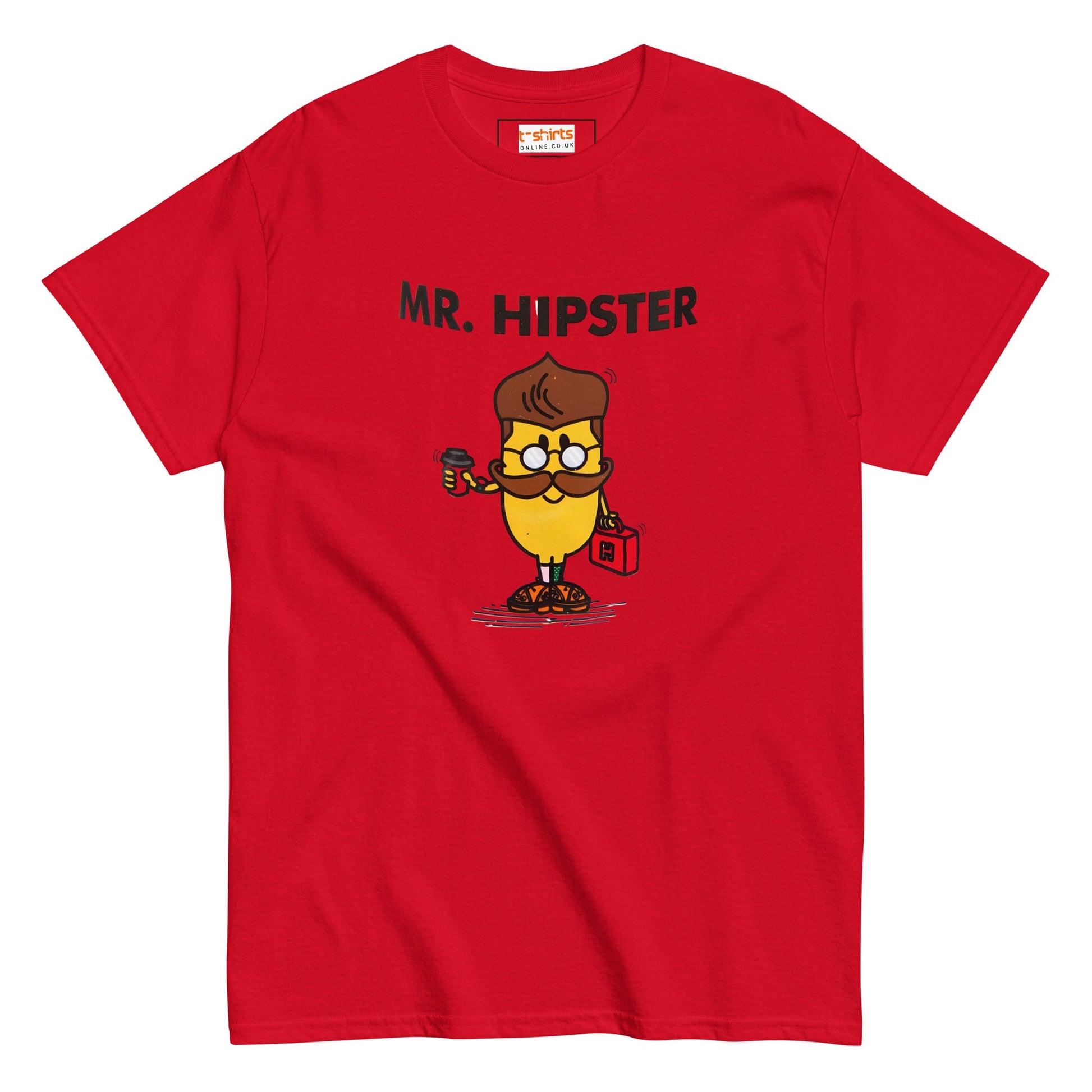 Mr Hipster T-Shirt | Graphic Mr Men Inspired Tee - Red - T-Shirts Online