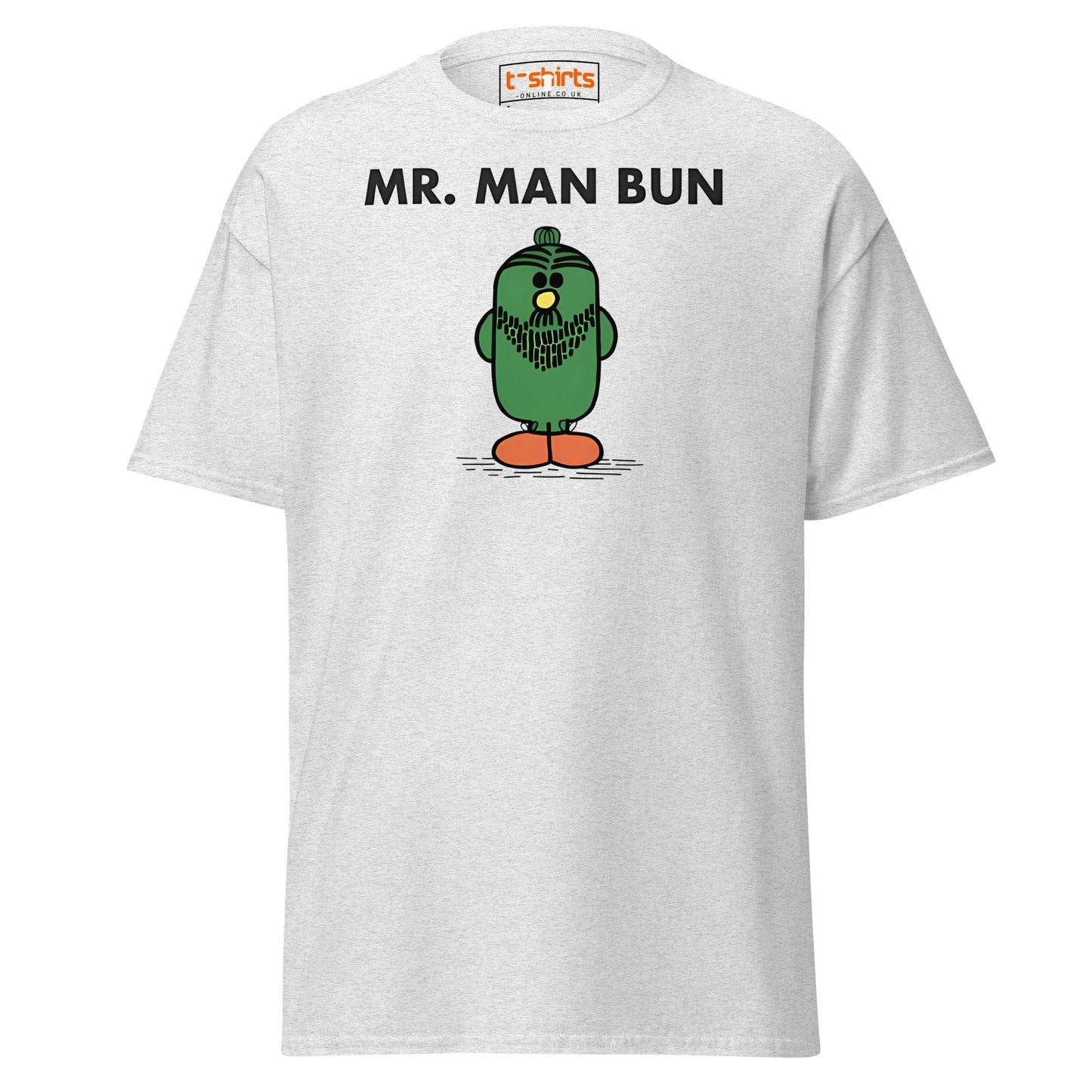 Mr. Man Bun T-Shirt | Funny Hipster Parody Tee - Ash - T-Shirts Online